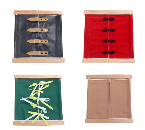 LLTCMYGS Kleiderrahmen Dressing Busy Board, Montessori Holz Dressing Board Set (4 Stück) von LLTCMYGS