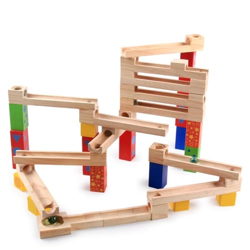 LLTCMYGS Kugelbahn-Labyrinth-Set aus Holz für Kinder, 52 Montessori-Bausteine zum Zusammensetzen des Lernspielzeugs für die Bahn LLTCMYGS Kugelbahn-Labyrinth-Set aus Holz für Kinder, 52 Montessori-Bausteine zum Zusammensetzen des Lernspielzeugs für die Bahn von LLTCMYGS