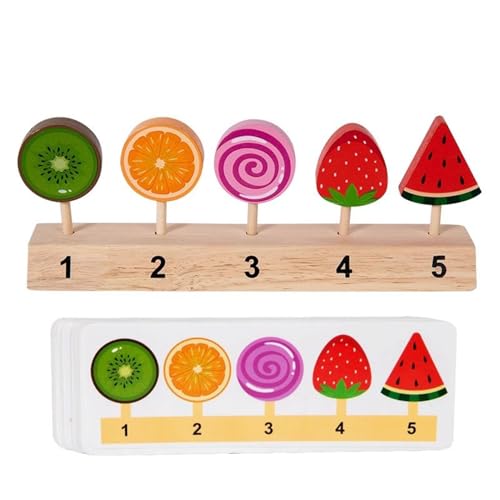 LLTCMYGS Montessori Aufklärung Mathe Eiscreme Stick Zahlen 1-5, Früherziehung Donut Form Matching Puzzle Spielzeug,Fruit LLTCMYGS Montessori Aufklärung Mathe Eiscreme Stick Zahlen 1-5, Früherziehung Donut Form Matching Puzzle Spielzeug,Fruit von LLTCMYGS