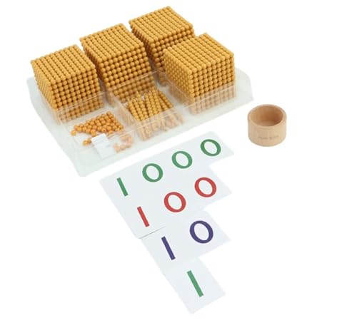 LLTCMYGS Montessori Bank Spiel Perlen-Set, Dezimal-Golden-Perlen-Mathematik-Lehrmittel von LLTCMYGS