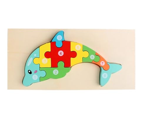 LLTCMYGS Montessori Cartoon Tierpuzzle, Montessori Holz Kleinkind Puzzles für Kinder,Dolphins LLTCMYGS Montessori Cartoon Tierpuzzle, Montessori Holz Kleinkind Puzzles für Kinder,Dolphins von LLTCMYGS