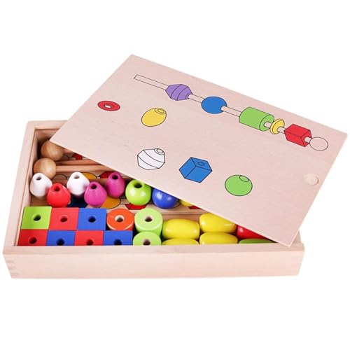 LLTCMYGS Montessori Color and Shape Beading Box, Lehrmittel für das Einfädeln und Sortieren von Kindern von LLTCMYGS