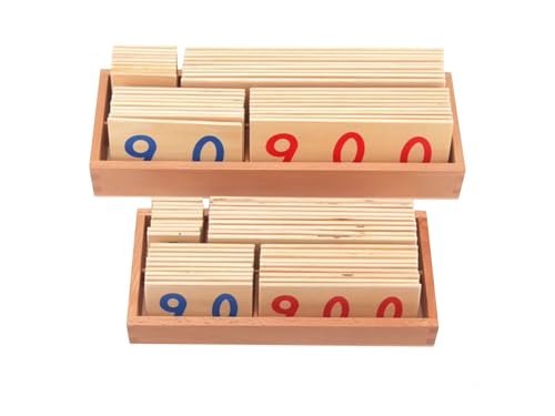 LLTCMYGS Montessori Digitale Karte aus Buche (1-9000), Digitale kognitive Karte für Kinder Holzkiste,Two Piece Set von LLTCMYGS