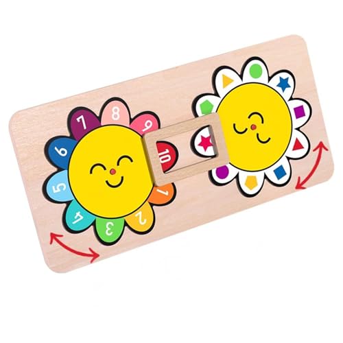 LLTCMYGS Montessori Digitales Kognitives Brett aus Holz, Form und Farbanpassung Kognitives Brett,Sunflower a von LLTCMYGS