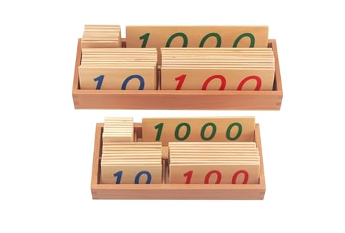 LLTCMYGS Montessori Digitalkarte aus Holz, Digitale Kartenbox aus Buche (2 Sets),1 to 1000 von LLTCMYGS