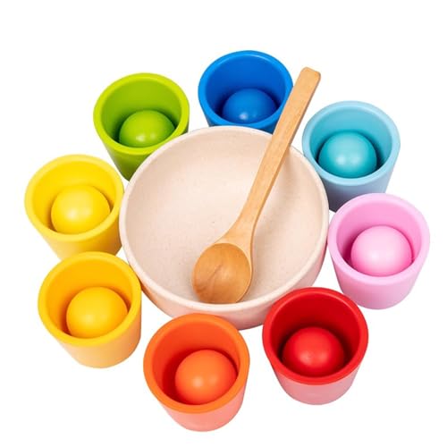 LLTCMYGS Montessori Farberkennung Matching Classification, Kugel- und Becher-Farbklassifizierungsset (8 Farben) von LLTCMYGS