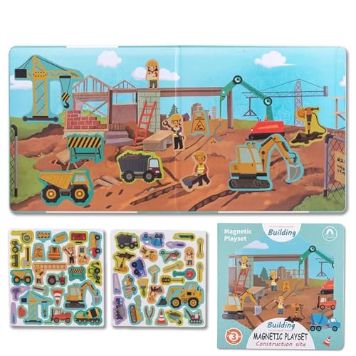 LLTCMYGS Montessori Früherziehung Magnetisches Puzzle Unterricht AIDS, Dinosaurier Site Kognitives Puzzle Spielzeug,Construction Sites von LLTCMYGS