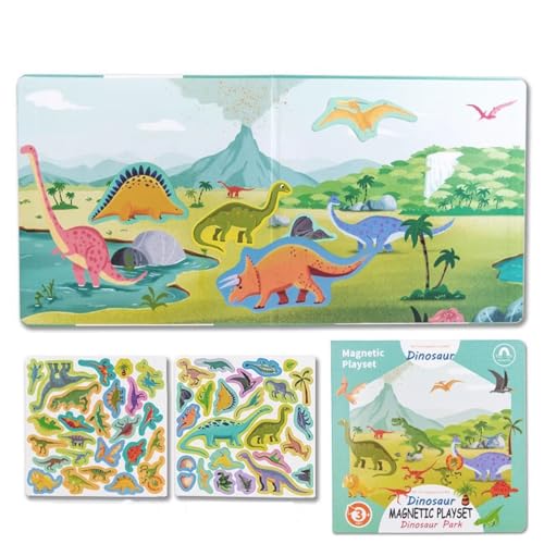 LLTCMYGS Montessori Früherziehung Magnetisches Puzzle Unterricht AIDS, Dinosaurier Site Kognitives Puzzle Spielzeug,Dinosaurs von LLTCMYGS