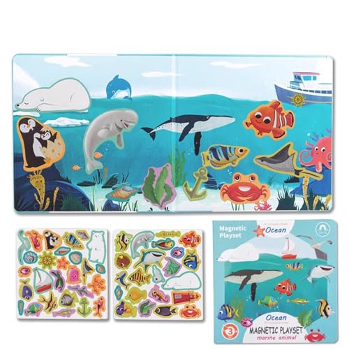 LLTCMYGS Montessori Früherziehung Magnetisches Puzzle Unterricht AIDS, Dinosaurier Site Kognitives Puzzle Spielzeug,Sea World von LLTCMYGS