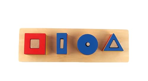 LLTCMYGS Montessori Geometrische Puzzle Bausteine, Geometrisches Bauspielzeug aus Holz,Block a von LLTCMYGS