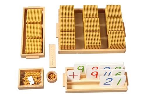 LLTCMYGS Montessori Gold Bead Dezimalbank-Spiel, Perlen-Mathe-Materialien für Kinder,Set von LLTCMYGS