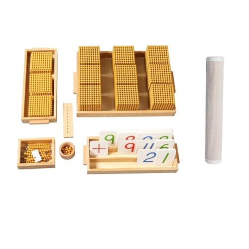 LLTCMYGS Montessori Gold Bead Dezimalbank-Spiel, Perlen-Mathe-Materialien für Kinder,Set with Carpet von LLTCMYGS