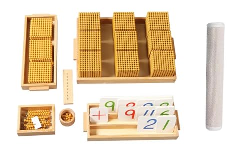 LLTCMYGS Montessori Gold Perlen Dezimalspielset, Hilfsmaterialien mit Perlen für den Mathematikunterricht von LLTCMYGS
