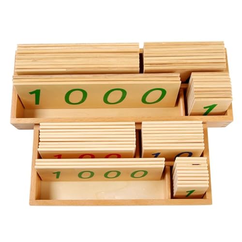 LLTCMYGS Montessori Große Und Kleine Zahlenkarte Aus Holz Mit Box-Set, Mathematik Lehrmittel für die Vorschule (1-9000) von LLTCMYGS