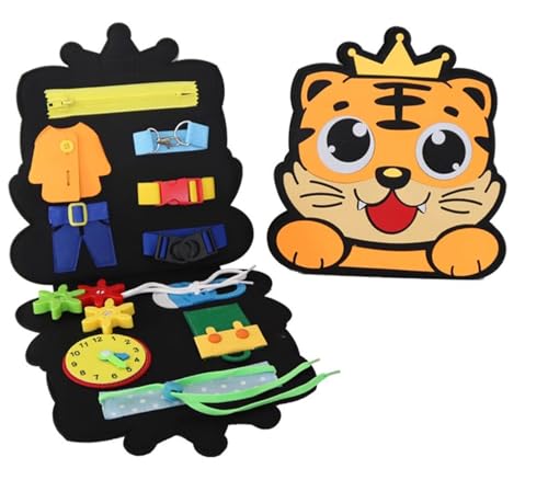 LLTCMYGS Montessori Handtasche Busy Board Lehrmittel, Spielzeug für die Feinmotorik und sensorische Entwicklung,Tigers von LLTCMYGS