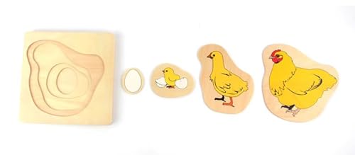LLTCMYGS Montessori Henne Wachstumszyklus Puzzle Spielzeug, Kinder Holz Vorschule Puzzle Spielzeug von LLTCMYGS
