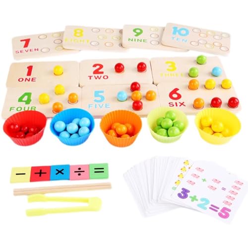 LLTCMYGS Montessori Holz 1-10 Mathe Steckbrett Set, Vorschule Perle Mathe Kognition Training von LLTCMYGS