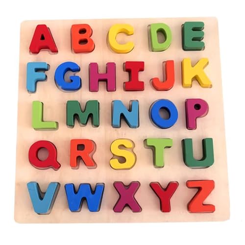 LLTCMYGS Montessori Holz-Buchstabenpuzzle-Spielzeug, Vorschul-Buchstaben-Lernspielzeug für Kinder,Uppercase von LLTCMYGS