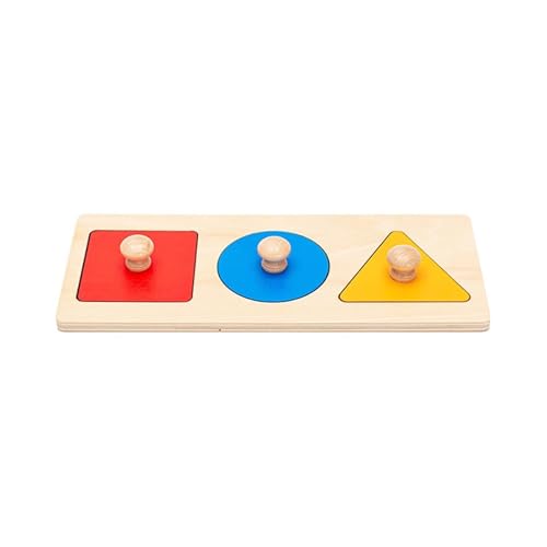 LLTCMYGS Montessori Holz DREI-Farben Geometrisches Panel Lehrhilfen, Knopf-Puzzle-Boards von LLTCMYGS