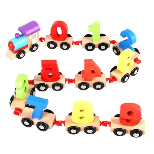 LLTCMYGS Montessori Holz Digital Eisenbahn Spielzeug Set, Montessori Spielzeug zum Zählen und Motorik von LLTCMYGS