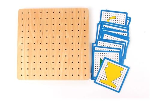 LLTCMYGS Montessori Holz Geometrisches Gummiband Steckbrett, Vorschule Steckbrett Spielzeug von LLTCMYGS