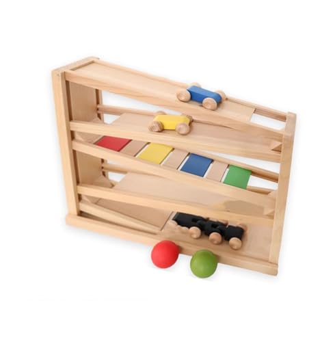 LLTCMYGS Montessori Holz Kleines Kugelbahn Auto Spielzeug, Konzentrations- und Sehtraining Spielzeug von LLTCMYGS