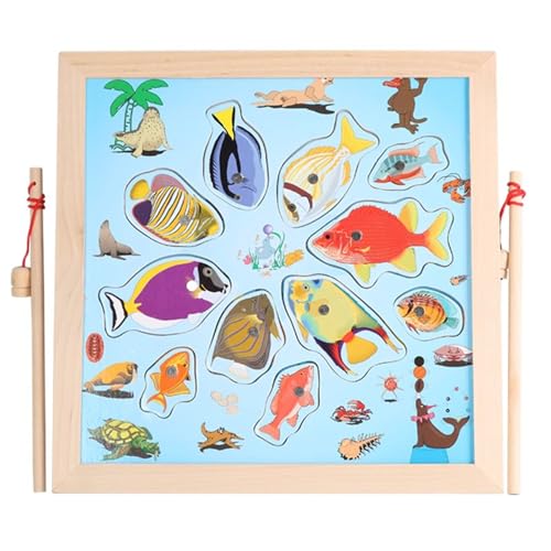 LLTCMYGS Montessori Holz Magnetisches Angelspielzeug, Meerestiere Kinder Lernspielzeug von LLTCMYGS