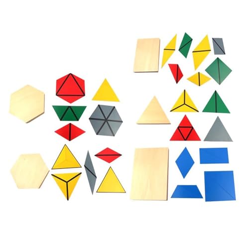 LLTCMYGS Montessori Holz Mathematik Geometrie Form Lehrmittel, Konstruktion dreieckiger Blöcke für die Früherziehung von LLTCMYGS