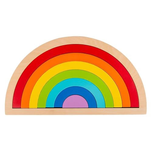 LLTCMYGS Montessori Holz Regenbogen Puzzle Bausteine Spielzeug, Regenbogen Stapel Bausteine,Model a von LLTCMYGS