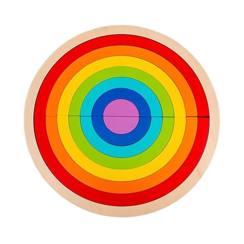 LLTCMYGS Montessori Holz Regenbogen Puzzle Bausteine Spielzeug, Regenbogen Stapel Bausteine,Model b von LLTCMYGS