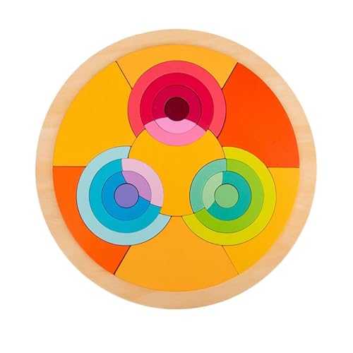 LLTCMYGS Montessori Holz Regenbogen Puzzle Bausteine Spielzeug, Regenbogen Stapel Bausteine,Model e von LLTCMYGS