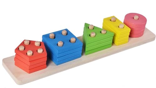 LLTCMYGS Montessori Holz-Sortier- und Stapelpuzzle-Spielzeug, Bausteine für die frühkindliche Bildung von LLTCMYGS