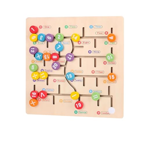 LLTCMYGS Montessori Holz-Zahlen- und Buchstabenlabyrinth-Kognitives Board, Hand-Auge-koordinierte Entwicklung,Numbers von LLTCMYGS
