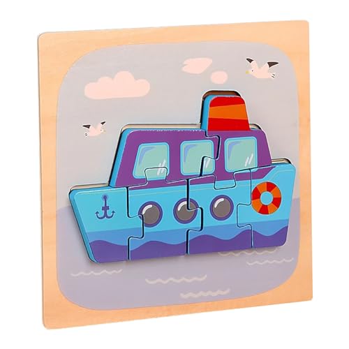 LLTCMYGS Montessori Holzfahrzeug Auto Puzzles, pädagogisches Lernpuzzle Spielzeug,Ships von LLTCMYGS