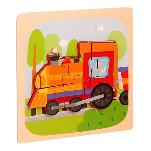 LLTCMYGS Montessori Holzfahrzeug Auto Puzzles, pädagogisches Lernpuzzle Spielzeug,Trains von LLTCMYGS