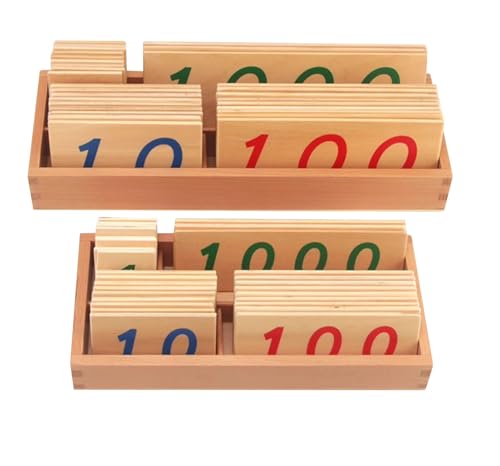 LLTCMYGS Montessori Holzkarte Mathematik Unterricht AIDS, Digitale Erkennung Holzkiste Karten (1-3000),Two Piece Set von LLTCMYGS