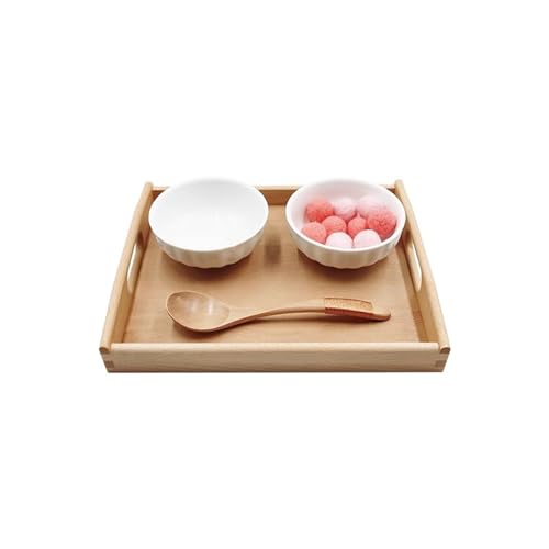 LLTCMYGS Montessori Holzlöffel Ball Aufnehmen Sinneserfahrungs Lehrmittel, Hand-Augen-Koordination Entwicklung von LLTCMYGS