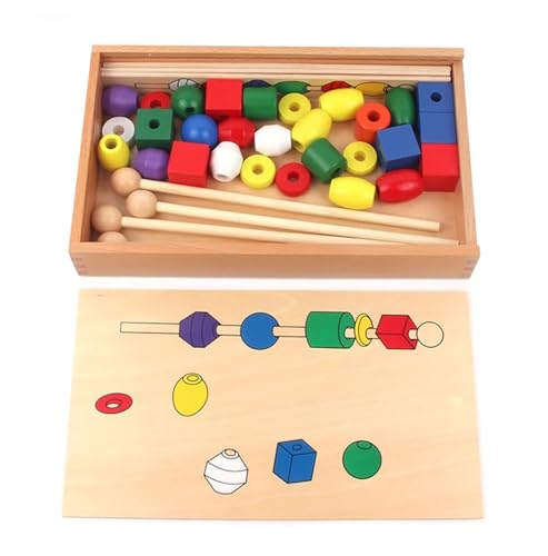 LLTCMYGS Montessori Holzperlen verbunden sensorischer Unterricht AIDS, Lernspielzeug für Vorschulkinder von LLTCMYGS
