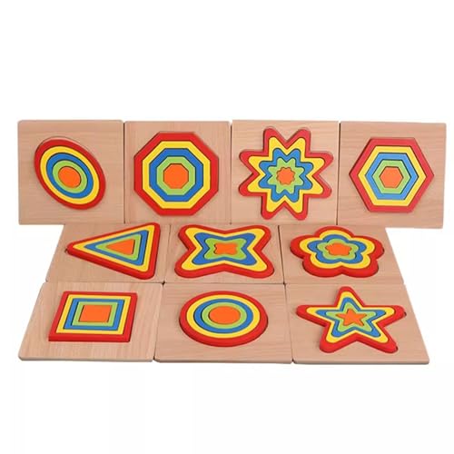 LLTCMYGS Montessori Holzpuzzle Spielzeug für Kinder, Formsortierpuzzle Sensorisches Spielzeug (10 Teile) von LLTCMYGS