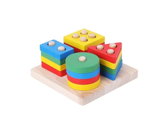 LLTCMYGS Montessori Holzspielzeug, Form- und Farbanpassungspuzzles, Feinmotorisches sensorisches Spielzeug,Bunt von LLTCMYGS
