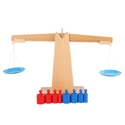 LLTCMYGS Montessori Holzwaage Pfanne Wiegen HILFSMITTEL, mathematisches Gleichgewicht Spielzeug von LLTCMYGS