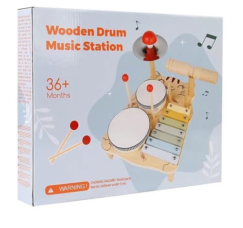 LLTCMYGS Montessori Kids Enlightenment Musik Drum Set, multifunktionale Percussion Drum für Kinder,Kitten Drum kit von LLTCMYGS