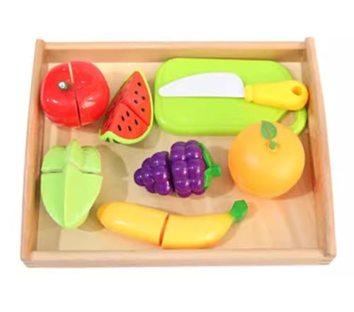 LLTCMYGS Montessori Kinder Obst- und Gemüseschneidespielzeug, vorgetäuschtes Essen Spielen Küchenzubehör,Fruits von LLTCMYGS