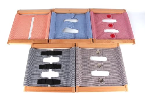 LLTCMYGS Montessori Kleidung Rahmenset Lehrmittel, Material zur Entwicklung grundlegender Lebenskompetenzen für Kinder,Five Types of Garment Frames von LLTCMYGS