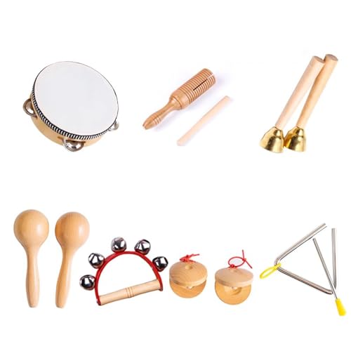LLTCMYGS Montessori Kleinkind Musikinstrumente, hölzernes Orff Perkussionsinstrumenten-Set (7 Stück) von LLTCMYGS