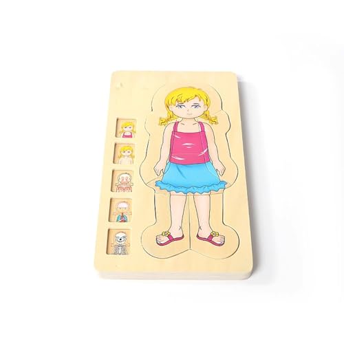 LLTCMYGS Montessori Körperpuzzles aus Holz für Kinder, Körperstruktur für Mädchen, Anatomie-Lernspielzeug LLTCMYGS Montessori Körperpuzzles aus Holz für Kinder, Körperstruktur für Mädchen, Anatomie-Lernspielzeug von LLTCMYGS