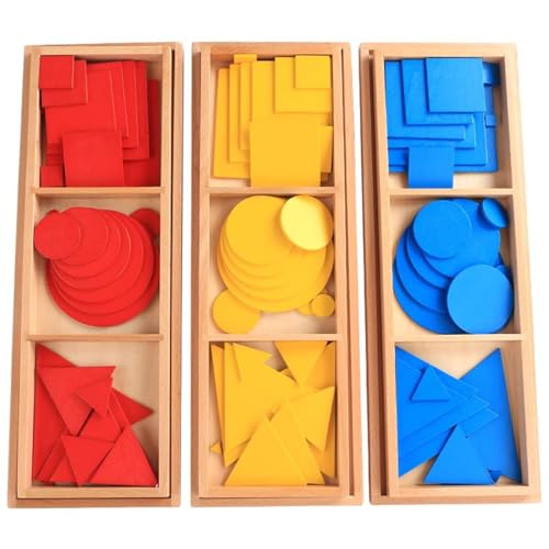 LLTCMYGS Montessori-Kreise, Quadrate, Dreiecke, sensorisches Spielzeug, Hand-Auge-Koordination, sensorische Entwicklung von LLTCMYGS