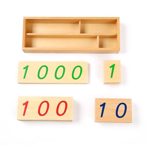LLTCMYGS Montessori Mathe Material Holz Zahlenkarten, Größe Zahlenkarten (1-9000),Large von LLTCMYGS