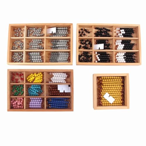 LLTCMYGS Montessori Mathe Perlenstab 4-teiliges Set, Baby Zahlenzählspielzeug, Perlenstab Lehrmittel von LLTCMYGS