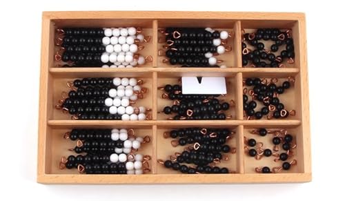 LLTCMYGS Montessori Mathe Perlenstab Set, Perlen Lehrmittel für die Entwicklung des mathematischen Denkens bei Säuglingen,Black and White von LLTCMYGS